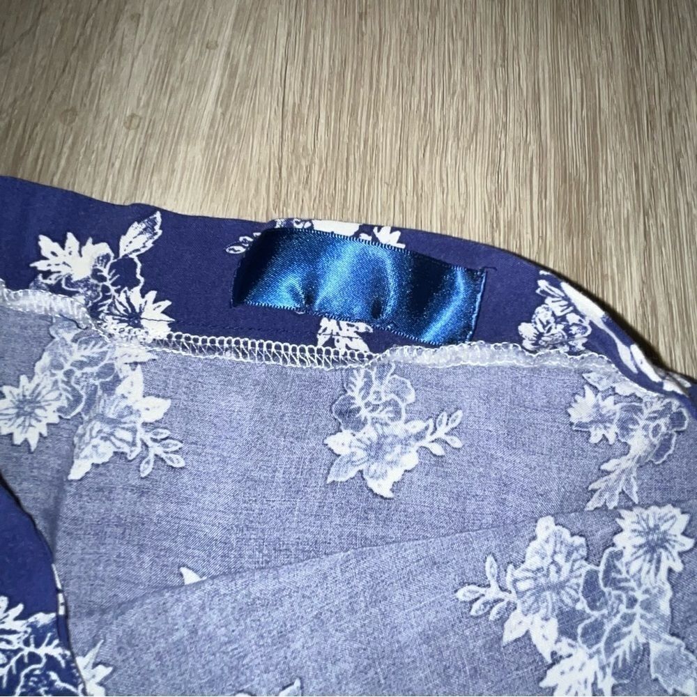 Blue Rain Blue & White Floral Wrap Skirt - Picture 4 of 10